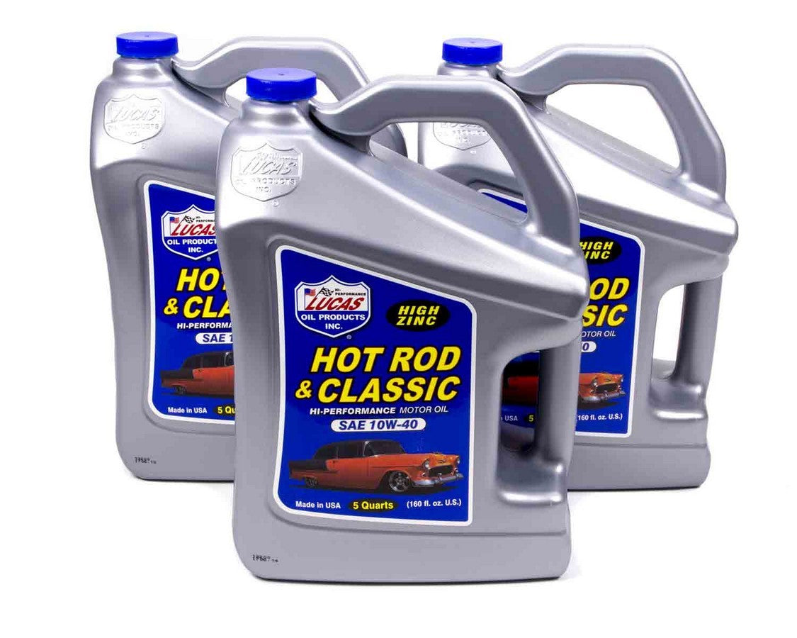 Lucas Oil 10683 10W40 Petroleum Oil - 3x5 Qt Jug Set for Hot Rods and Classic Cars