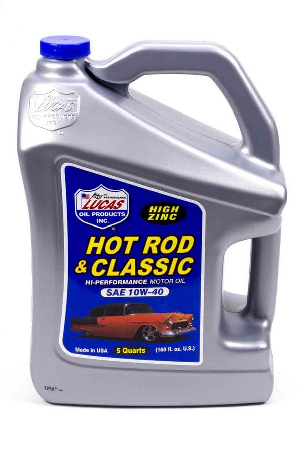 Lucas Oil LUC10683 10W40 Petroleum Oil 5 Qt Jug - High Zinc Motor Oil for Hot Rods and Classic Cars