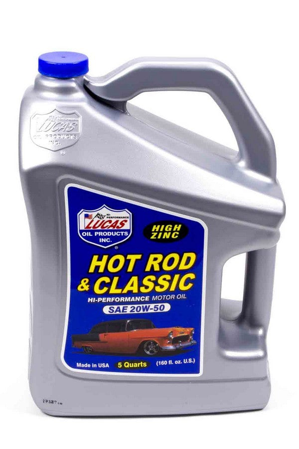 Lucas Oil 20W50 Petroleum Oil 5Qt Jug - High Zinc Motor Oil for Hot Rods and Classic Cars