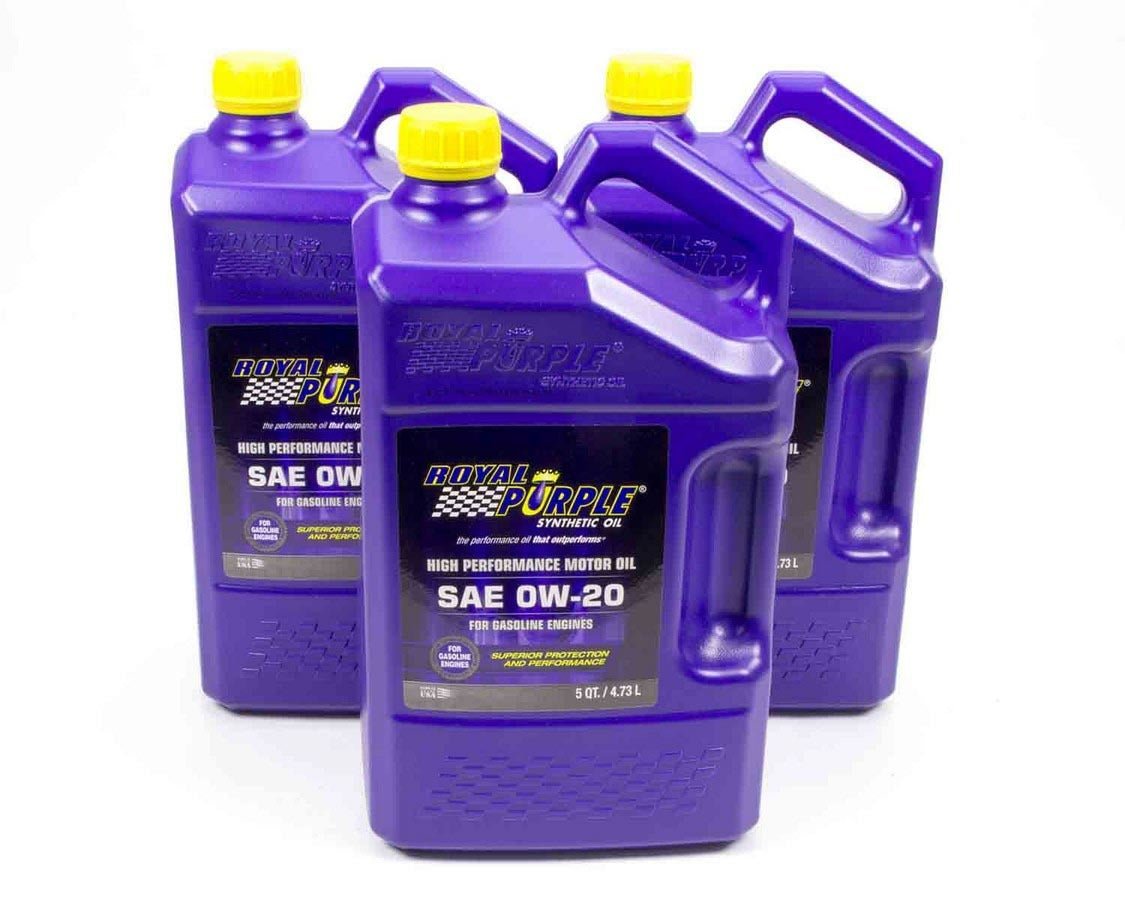Royal Purple 0W20 Multi - Grade Synthetic Motor Oil - Set of 3 x 5 Quart Bottles - Autosphere