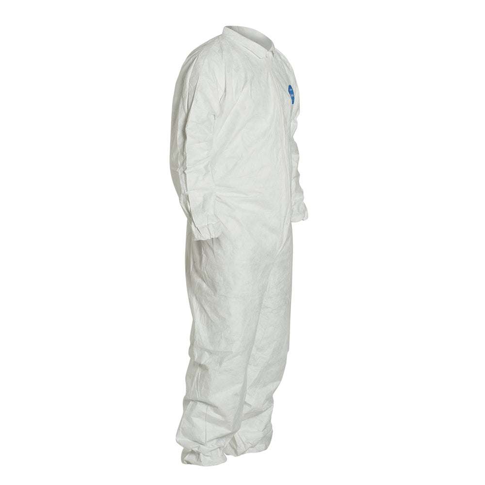 DuPont Tyvek® 400 Coveralls TY125S – 2XL, White, Serged Seams, Zipper Front, Elastic Wrists, Ankles & Waist – Pack of 25