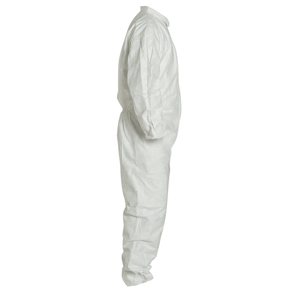 DuPont Tyvek® 400 Coveralls TY125S – 2XL, White, Serged Seams, Zipper Front, Elastic Wrists, Ankles & Waist – Pack of 25