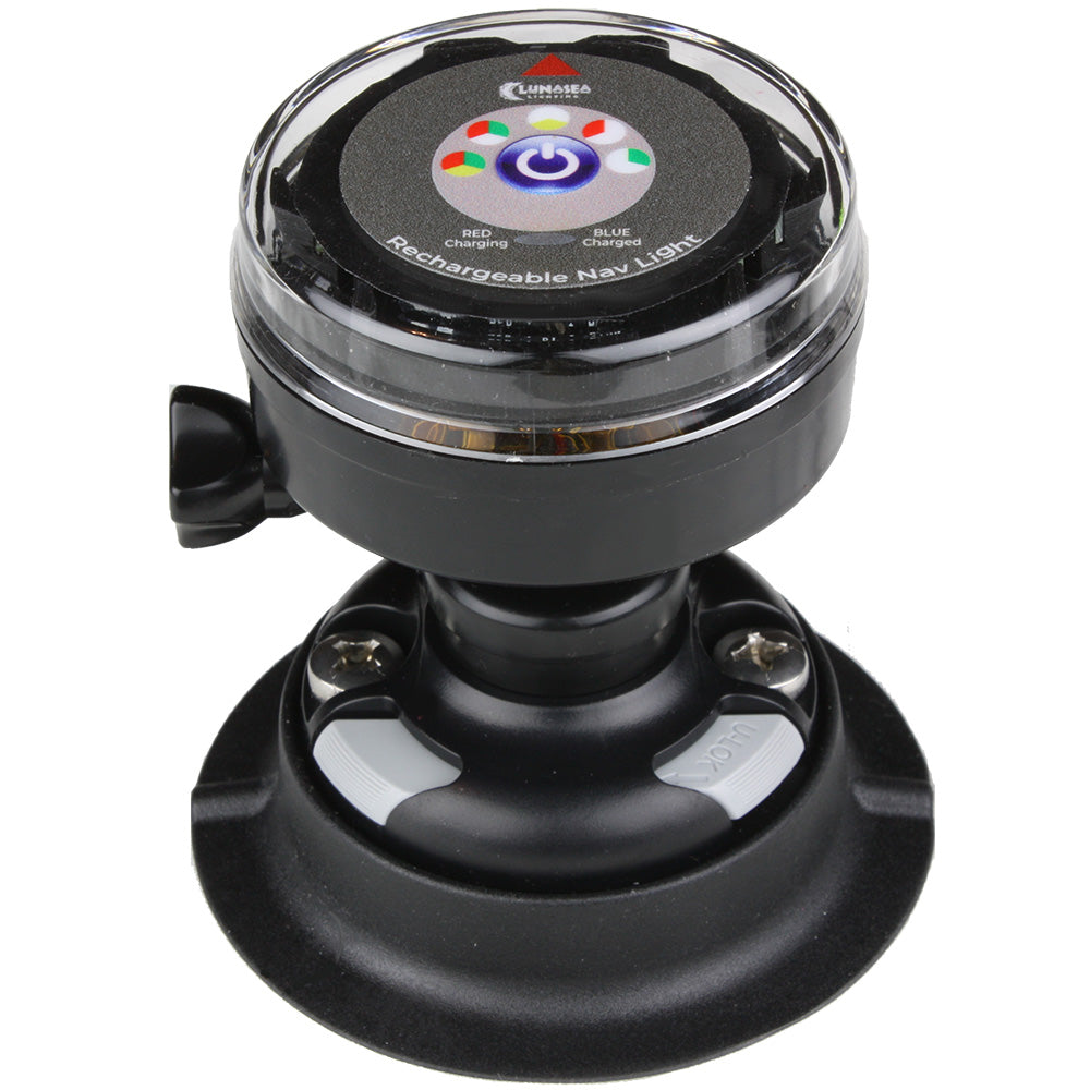Lunasea LLB-72BK-UB-01 Rechargeable Tri-Color Portable Navigation Light with RailBlaza Quikport Mount - Black