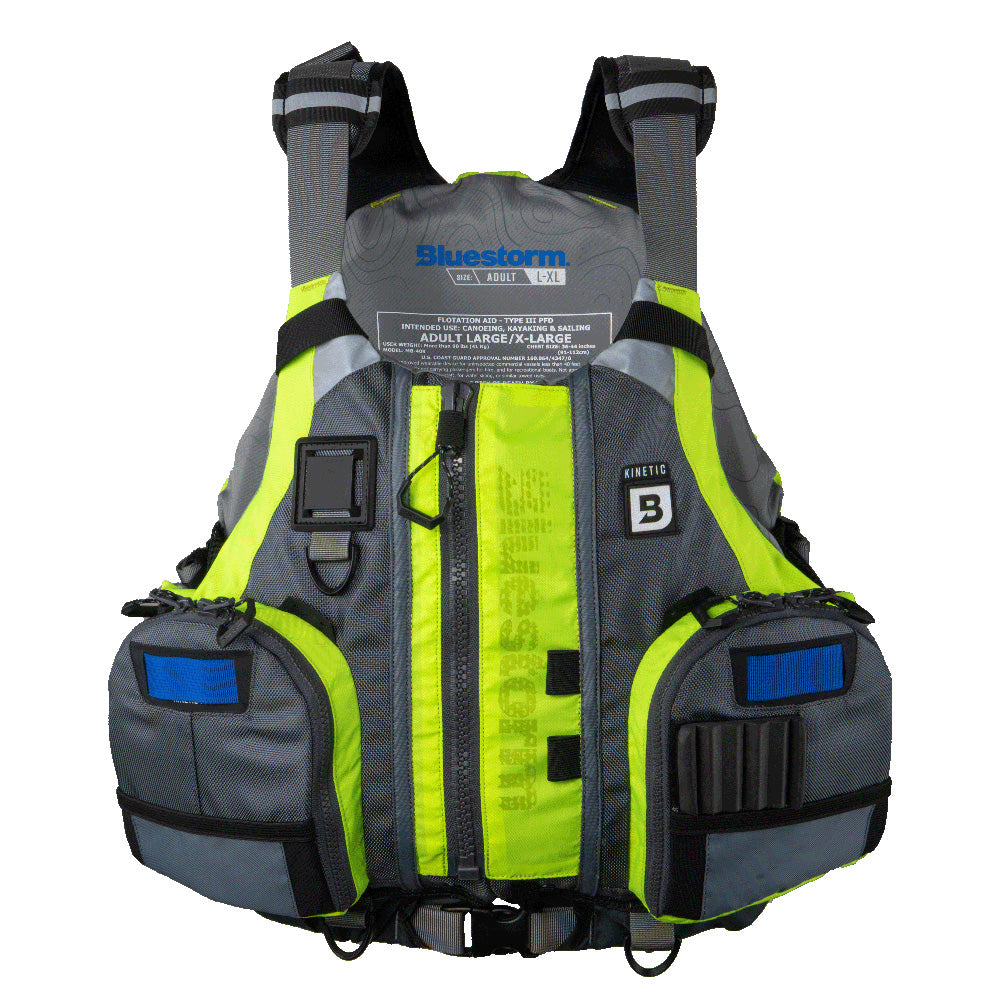 Bluestorm Kinetic Kayak Fishing Vest - Hi-Vis - 2XL/3XL (BS-409-HVS-XXL)