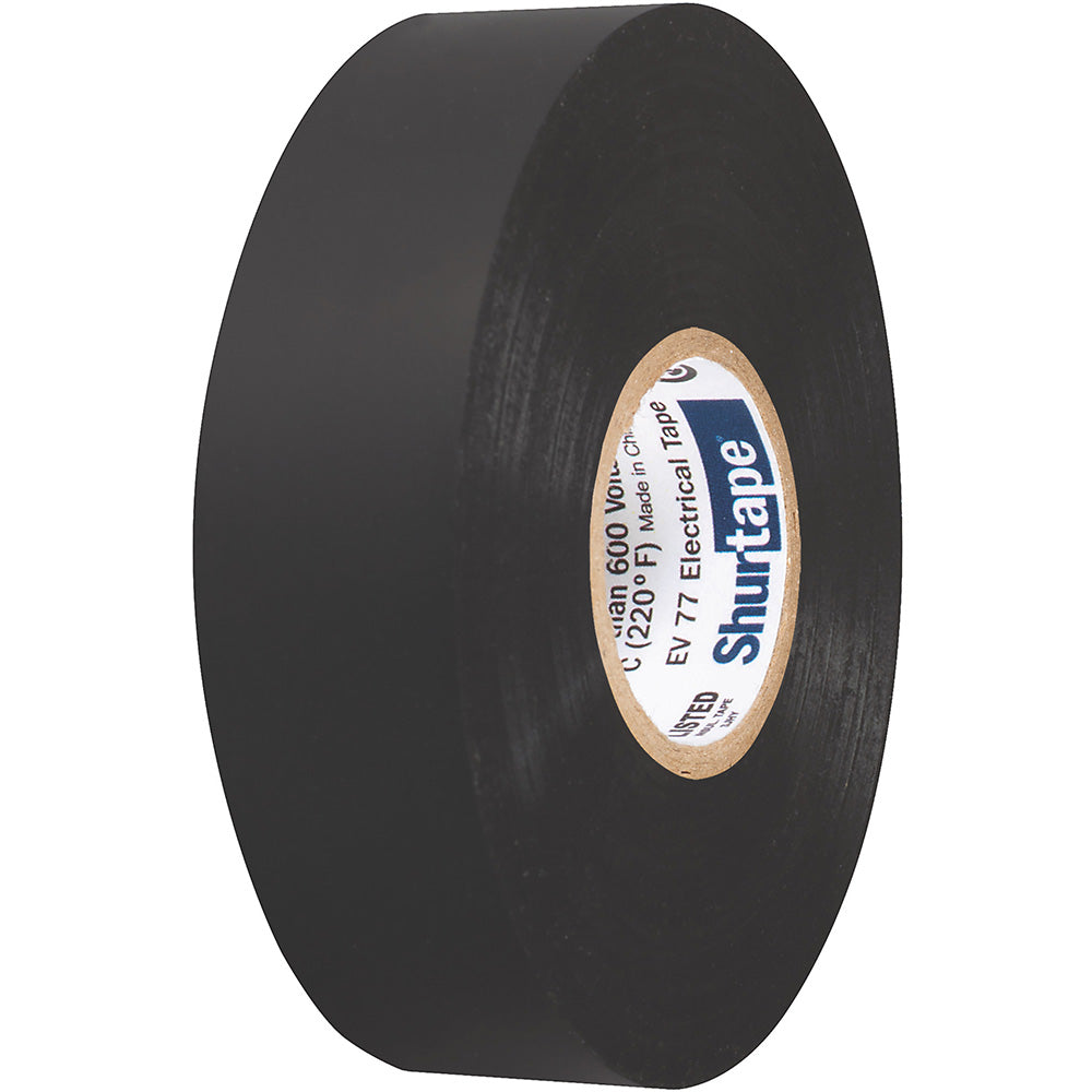 Shurtape EV 077B Professional Grade Black Electrical Tape - 3/4" x 66' - 10-Pack