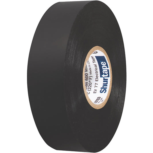 Shurtape EV 077B Professional Grade Black Electrical Tape - 3/4" x 66' - 10-Pack