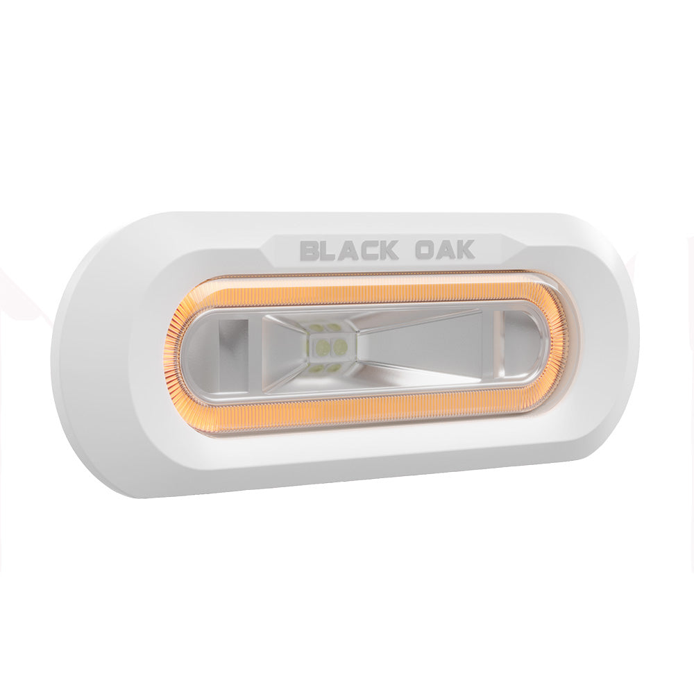 Black Oak LED MLPS-FA Low Pro Marine Spreader Light - Flush Mount - White Housing - Amber LED