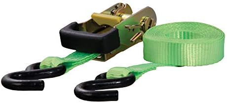 Curt Manufacturing 83027 Lime Green 16 ft Ratchet Strap with Rubber-Coated Hooks