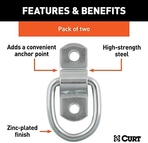 Curt Manufacturing 83731 1200 lb Capacity Zinc Plated D-Ring (2 Pack)
