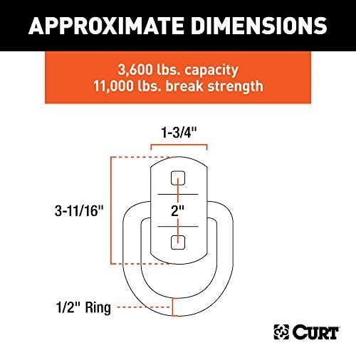 Curt Manufacturing 83740 3600 lb Capacity Yellow Zinc Plated Hitch D-ring with Mounting Bracket