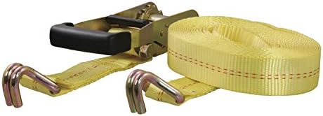 Curt Manufacturing 83047 27 ft Yellow Ratchet Strap with Yellow Zinc J-Hooks