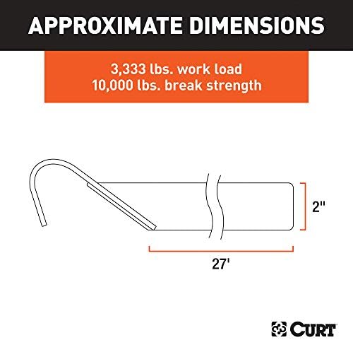 Curt Manufacturing 83048 Single 10,000 lb Ratchet Strap - 27 ft x 2 in Yellow with Yellow Zinc Flat Hooks