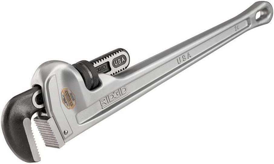 RIDGID 31105 Model 824 Aluminum Straight Pipe Wrench – 24-Inch Heavy-Duty Plumbing Tool (Grey)