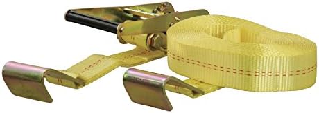 Curt Manufacturing 83048 Single 10,000 lb Ratchet Strap - 27 ft x 2 in Yellow with Yellow Zinc Flat Hooks
