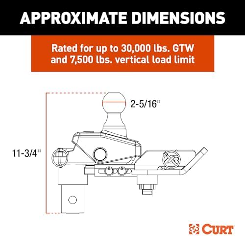 Curt Manufacturing Rockerball Multifit OEM Puck System Gooseneck Ball with 4-Inch Offset