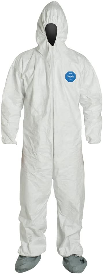 DuPont Tyvek® 400 Coveralls 2XL – White, Hood, Boots, Elastic Wrists & Ankles, Zipper Front with Storm Flap