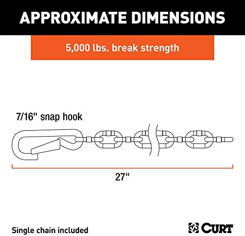 Curt Manufacturing 80313 Grade 30 Plus 1/4 Inch x 24 Inch J27 Steel Chain for Heavy-Duty Applications