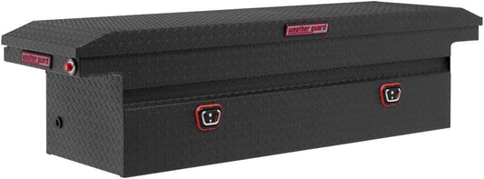 Weather Guard Saddle Truck Tool Box Aluminum 10.2 Cu Ft – Full Low Profile, Textured Matte Black - Autosphere