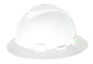 MSA V-Gard Full Brim Hard Hat – White Polyethylene | Fas-Trac III Suspension | ANSI Z89.1-2014 Certified