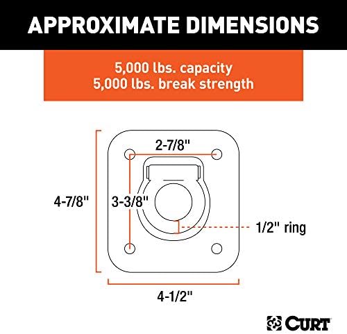 Curt Manufacturing 5000 lb Capacity Zinc Plated Recessed Floor and Wall Tie Down (Part #83600)