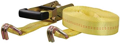 Curt Manufacturing 83047 27 ft Yellow Ratchet Strap with Yellow Zinc J-Hooks