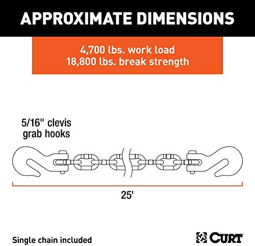 Curt Manufacturing Grade 70 Plus 5/16 in x 29.4 in Heavy Duty Chain (2 Pack) - Part 80308
