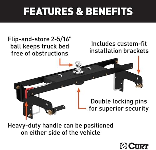 Curt Manufacturing 60712 Doublelock Gooseneck Kit for Silverado and Sierra 1500, 2500, 3500
