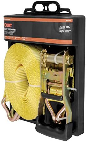 Curt Manufacturing 83047 27 ft Yellow Ratchet Strap with Yellow Zinc J-Hooks