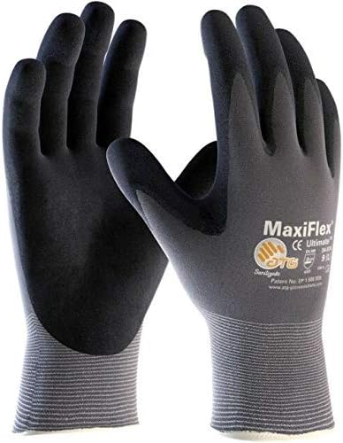 MaxiFlex 34-874 Ultimate Work Gloves – Micro-Foam Nitrile Grip, 12 Pairs – Black/Gray – Multiple Sizes