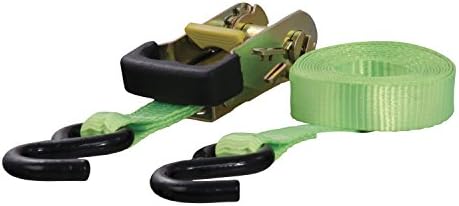 Curt Manufacturing 83027 Lime Green 16 ft Ratchet Strap with Rubber-Coated Hooks