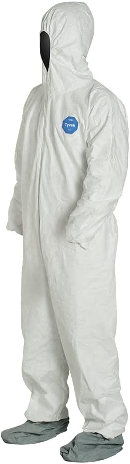 DuPont Tyvek 400 Coveralls – XL, White, Hood & Boots, Serged Seams, Elastic Wrists/Ankles