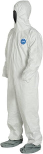 DuPont Tyvek 400 Coveralls – XL, White, Hood & Boots, Serged Seams, Elastic Wrists/Ankles