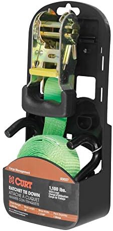 Curt Manufacturing 83027 Lime Green 16 ft Ratchet Strap with Rubber-Coated Hooks