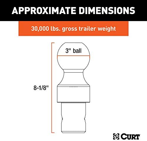 Curt Manufacturing 60634 3-Inch 38,000 lb OEM Style Gooseneck Hitch Ball for Trucks Without OEM Puck System