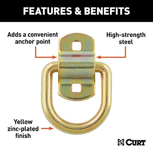 Curt Manufacturing 83740 3600 lb Capacity Yellow Zinc Plated Hitch D-ring with Mounting Bracket