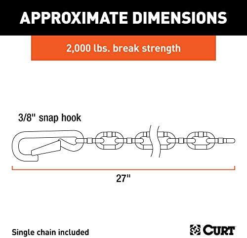 Curt Manufacturing 80312 Grade 30 Plus 3/16 inch x 24 inch Chain Link with J26 Loop