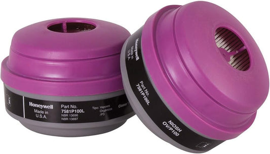 Honeywell North 7581P100L Organic Vapor P100 Respirator Cartridge – 2-Pack | OV/P100 Filter Combo for Full & Half Face Respirators