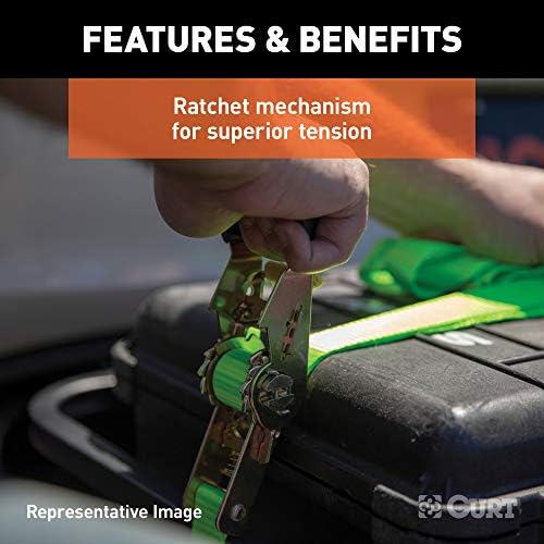 Curt Manufacturing 83002 10 ft Red Ratchet Strap with Rubber-Coated Hooks (4 Pack)