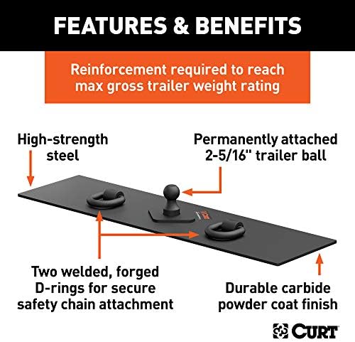 Curt Manufacturing Flat Hitch Plate 13 x 48 Inches with 2 1/2-Inch Welded D-rings, Part 65500
