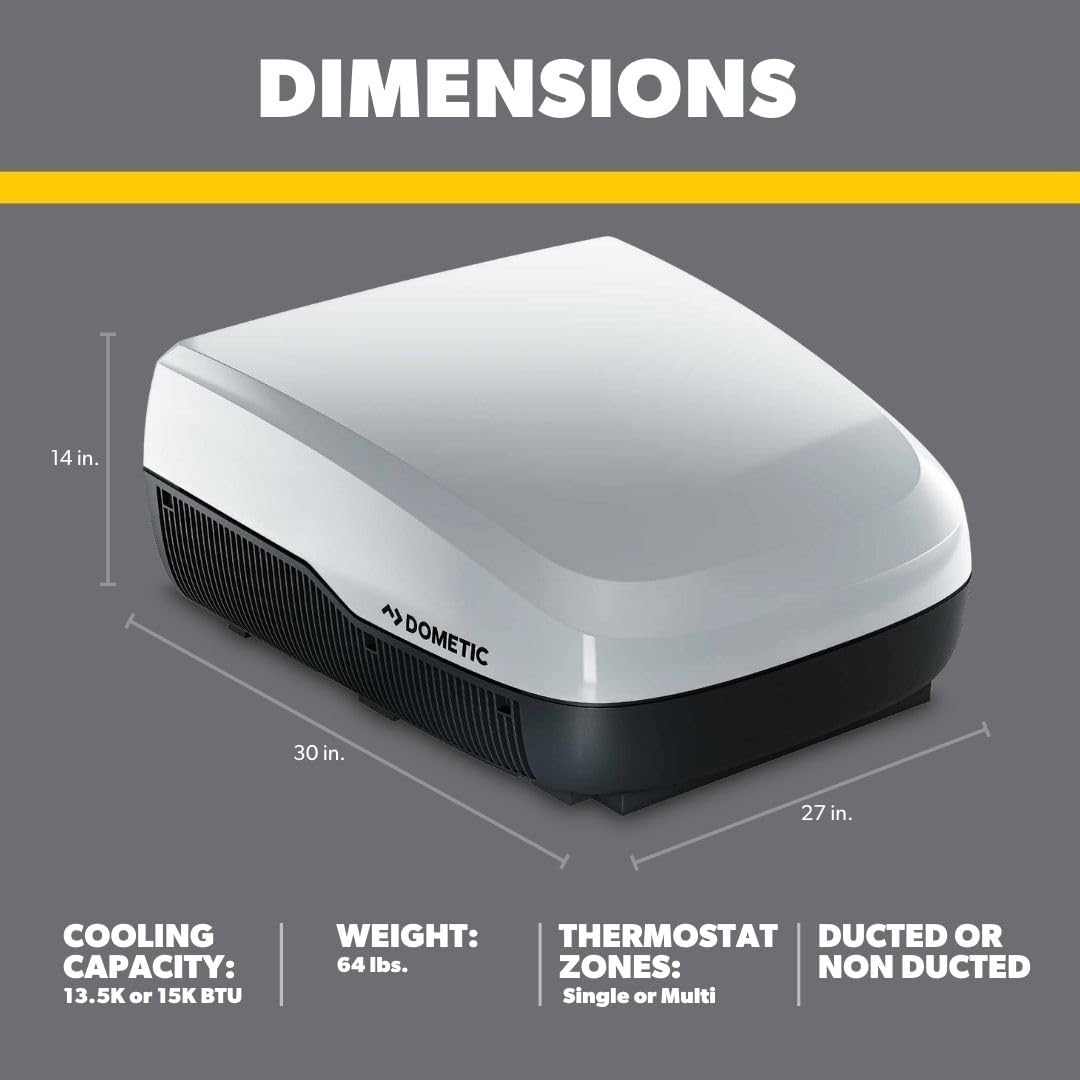 Dometic FreshJet X 13.5K BTU RV Air Conditioner – White & Black | Mechanical Controls | Compact & Efficient Cooling