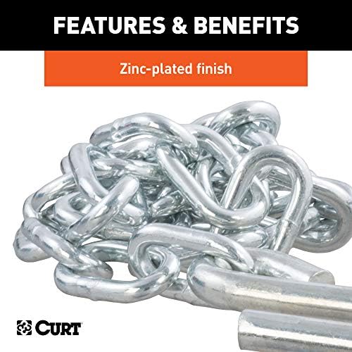 Curt Manufacturing 80030 1/4 Inch x 40 Inch Safety Chain Assembly Grade 30 Plus (2 Pack)
