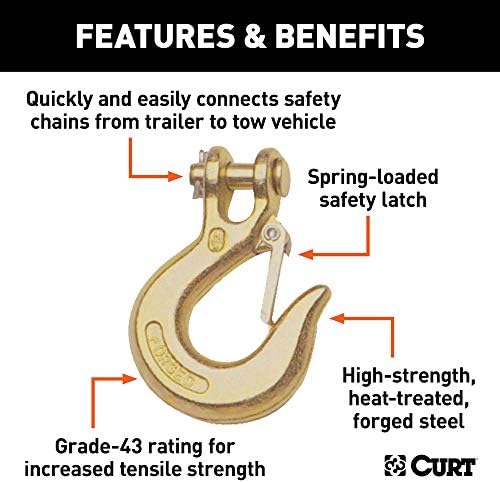 Curt Manufacturing 81900 1/4 Inch Clevis Safety Latch Hook * Grade 43, 7,800 lb GVWR