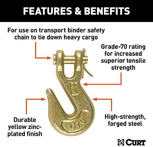Curt Manufacturing 81502 1/4 Inch Clevis Grab Hook Grade for Heavy-Duty Towing