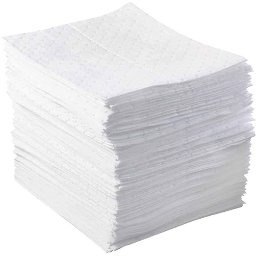 Oil-Only Sorbent Pads – Heavy-Weight, 15" x 17", 100-Pack, Absorbs Up to 20.5 Gallons