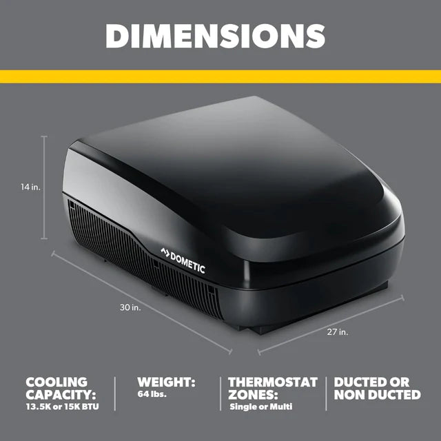 Dometic FreshJet X 13.5K BTU RV Air Conditioner – Black | Mechanical Vibration Control Model | FJX3473MBKAS