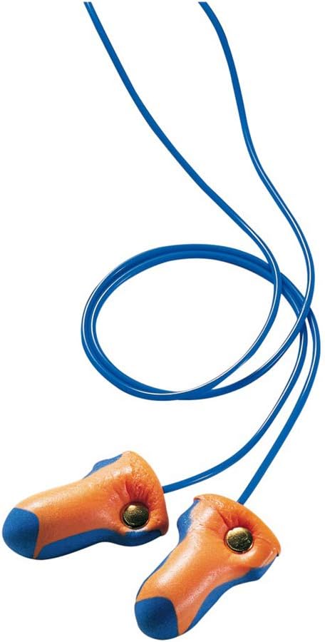 Howard Leight by Honeywell LT-30 Corded Earplugs – 100 Pairs, 33 NRR, Laser Trak – Orange/Blue – Single-Use, Foam