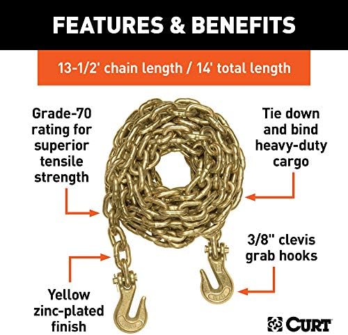Curt Manufacturing Grade 70 Plus 3/8 Inch x 2 Feet Chain Link for Heavy-Duty Towing - Part 80311