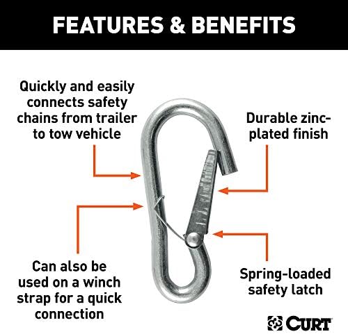 Curt Manufacturing 81266 3/8 Inch Snap Hook with Safety Latch, 2000 lbs Capacity
