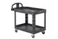 Rubbermaid Commercial Products 2‑Shelf Utility/Service Cart – Medium, Black Lipped Shelves, Ergonomic Handle, 500 lb Capacity (Model FG452088BLA)