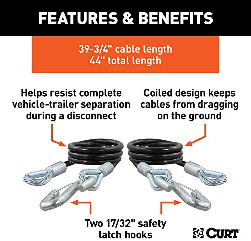 Curt Manufacturing Trailer Safety Cable 7500 lb Capacity - Part 80176